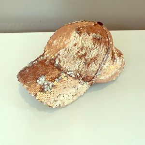 Steve Madden Rose gold sequin baseball cap